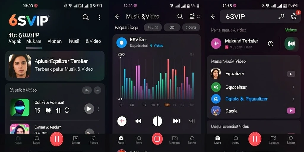 Antarmuka 6SVIP dengan fitur Equalizer yang stylish.