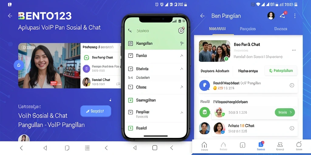 Antarmuka aplikasi BENTO123 untuk panggilan VoIP yang intuitif dan bersahabat.