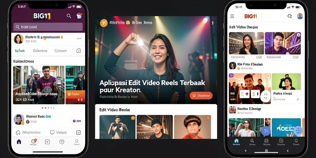 Antarmuka aplikasi BIG11 untuk editing video reels yang user-friendly.
