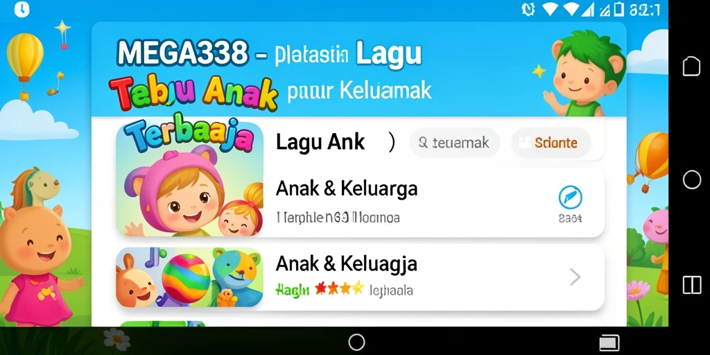 Tampilan antarmuka MEGA338 yang cerah dan ramah anak.